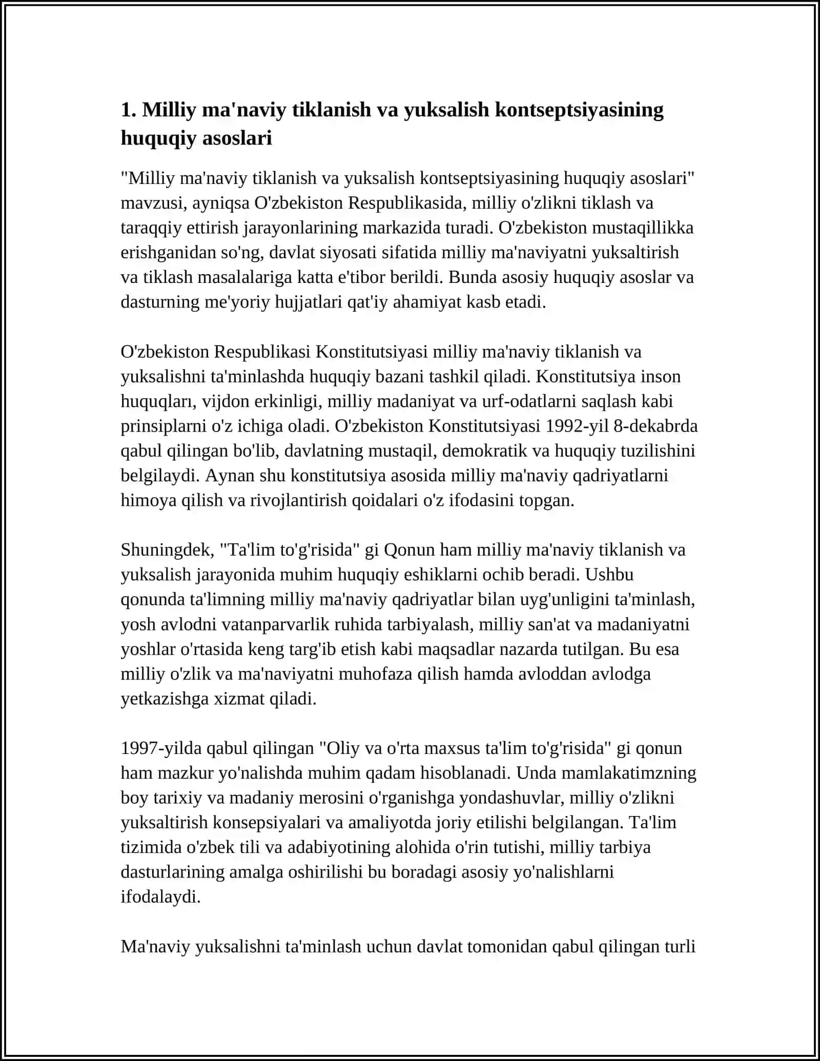 MILLIY MA'NAVIY TIKLANISH VA YUKSALISHNING HUQUQIY DEMOKRATIK DAVLAT TUZISH MUAMMOLARI 4