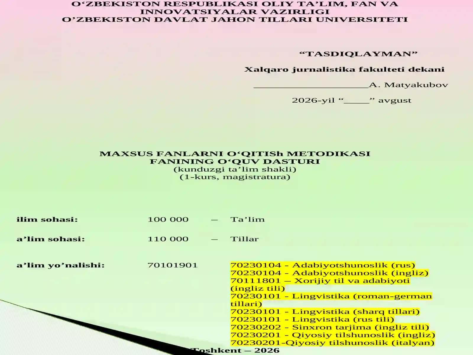 O‘RGATUVCHI FAN DASTURLARNI LOYIHALASH METODIKASI 4