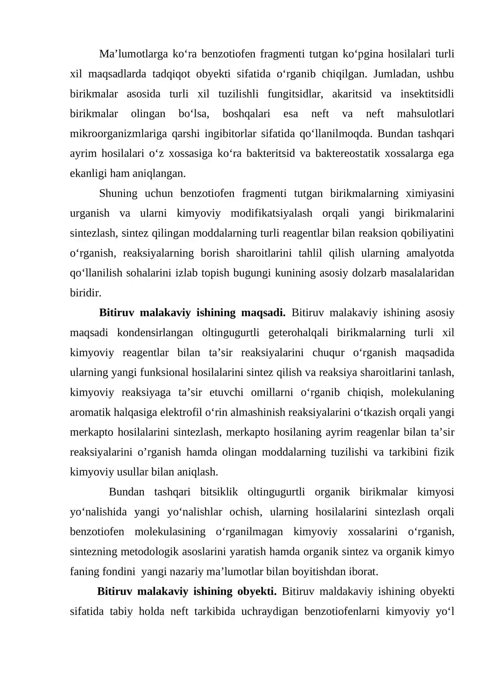 Merkaptobenzotiofenlarning kimyoviy xossalarini o’rganish 4