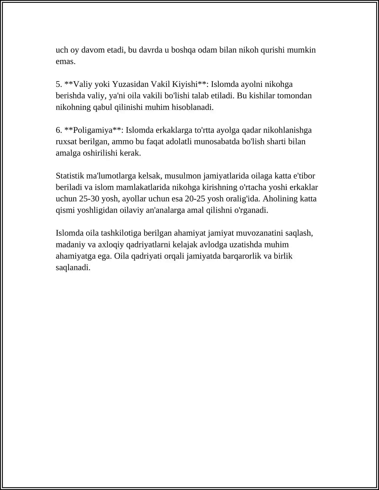 ISLOM HUQUQSHUNOSLIGIDA OILA, NIKOH, TALOQ, IDDA, ZIHOR TUSHUNCHALARINI TARIFLASH 4