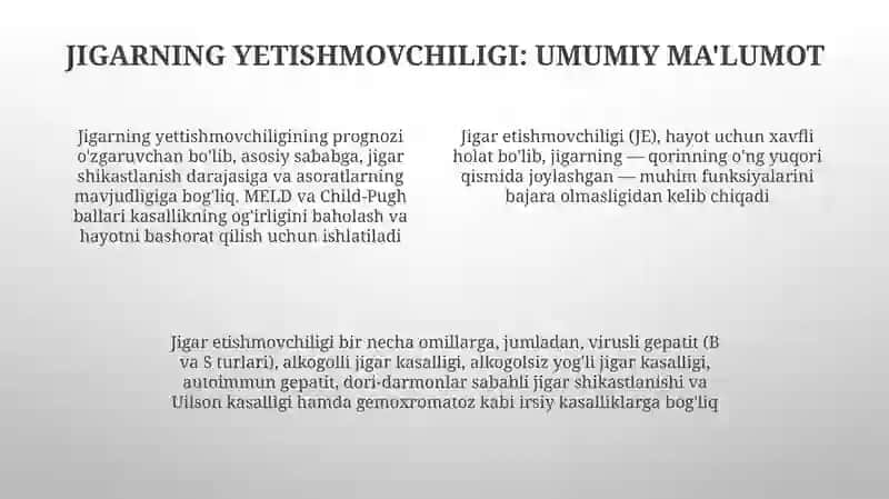 Jigar yetishmovchiligi sindromi 4