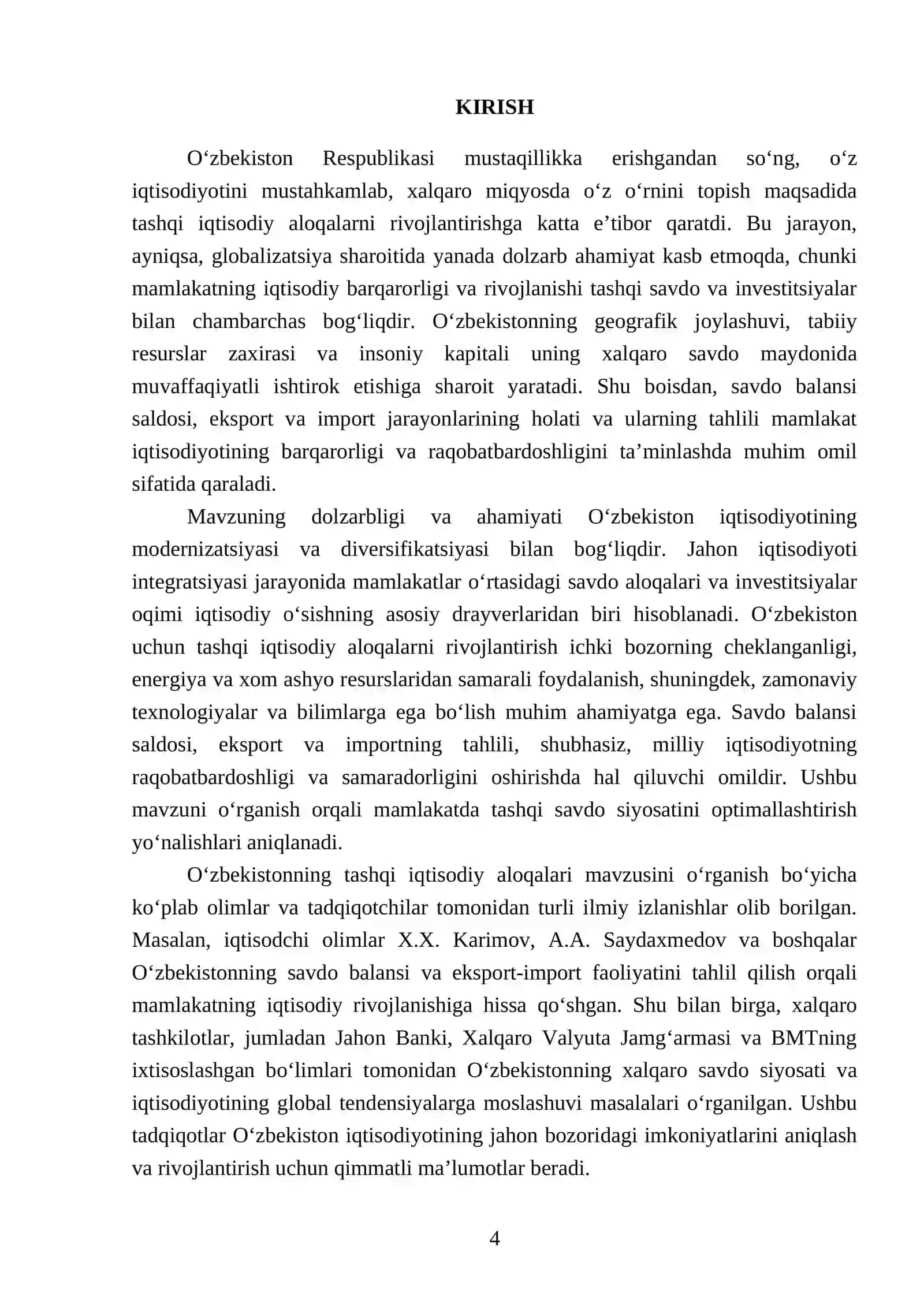 Tashqi Iqtisodiy Faoliyat Referati 4