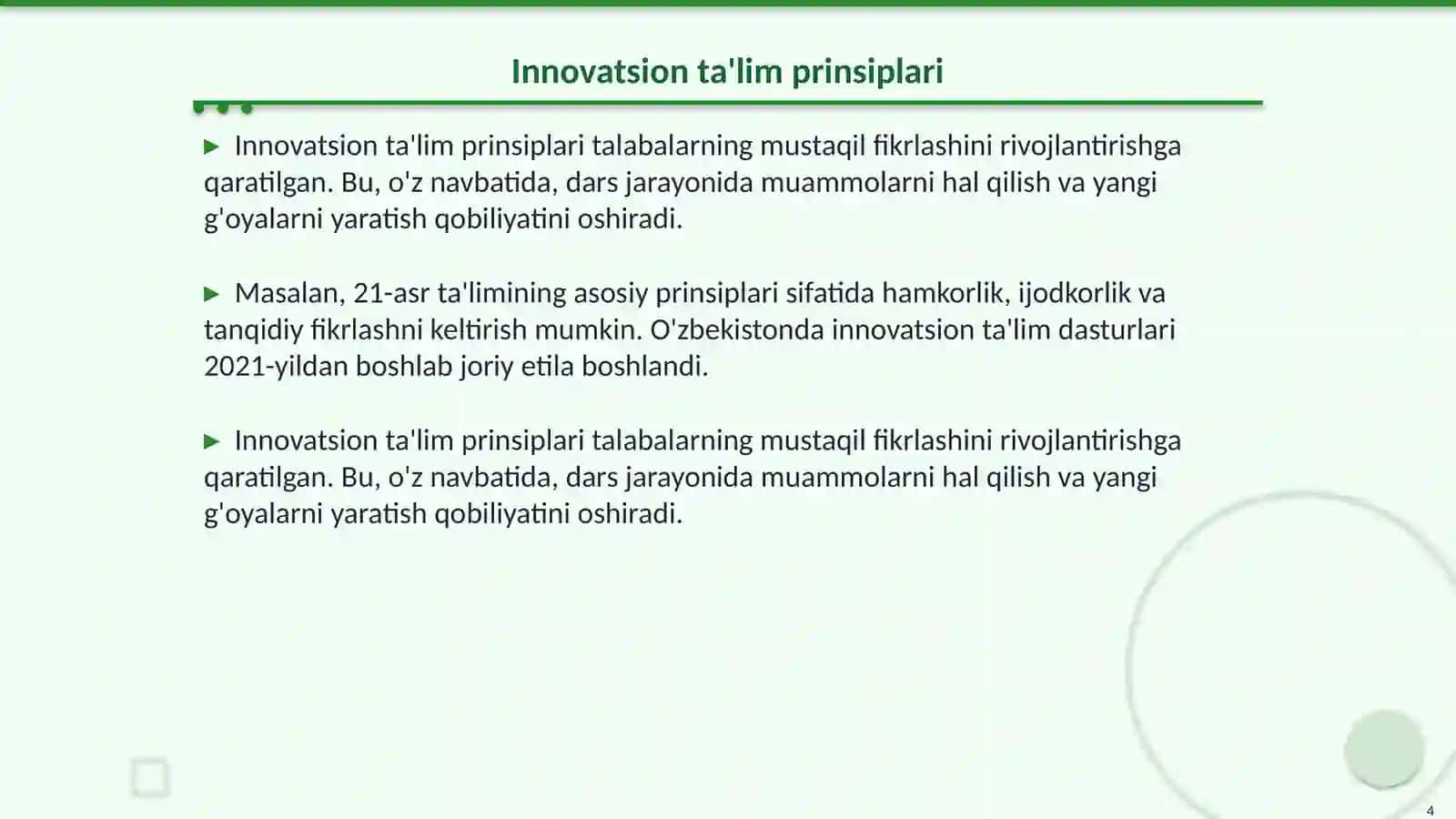Innovatsion muhit, innovatsion ta’lim 4