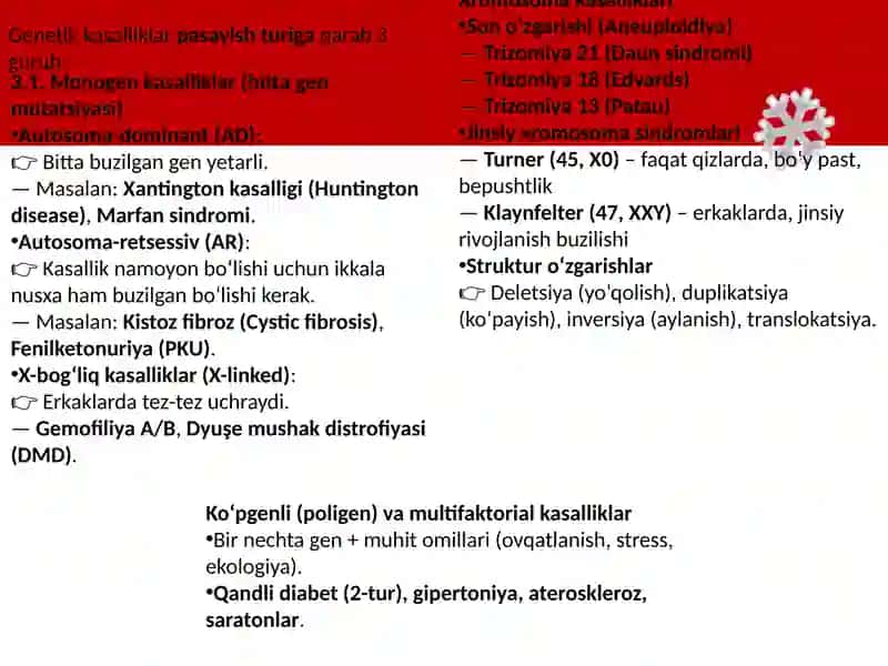 Odamxromosoma, genom va gen kasalliklari 4