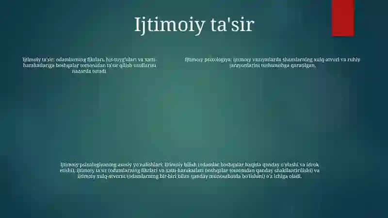 Sotsial Psixologiyaning Asosiy Yònalishlari 4