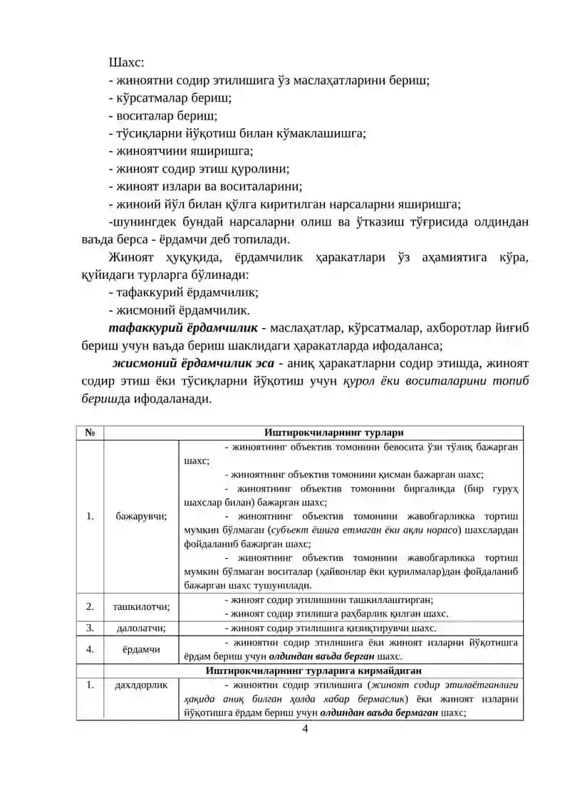 Жиноят Ҳуқуқи (Умумий Қисм) 4