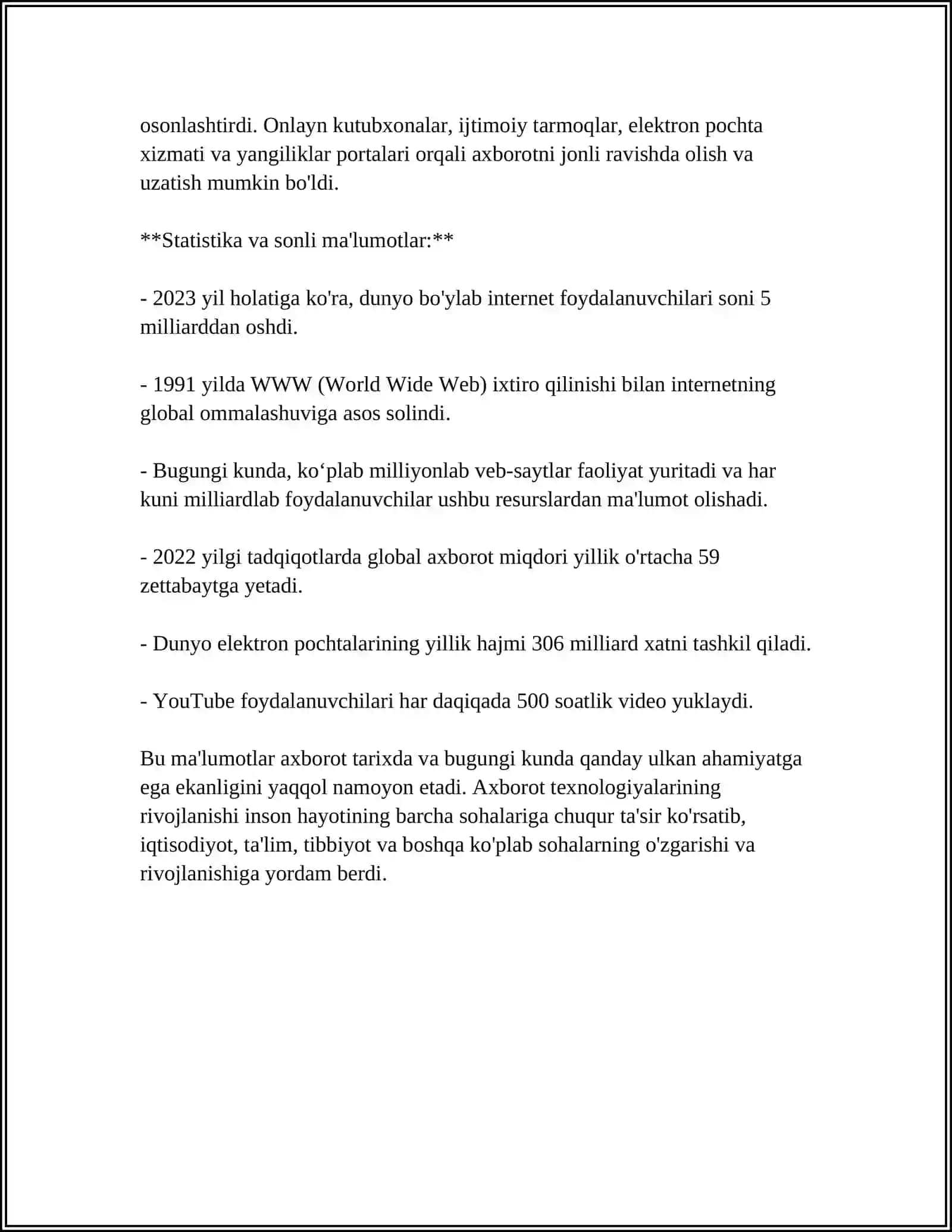 AXBOROT TUSHUNCHASI TURLARI VA XOSSALARI 4
