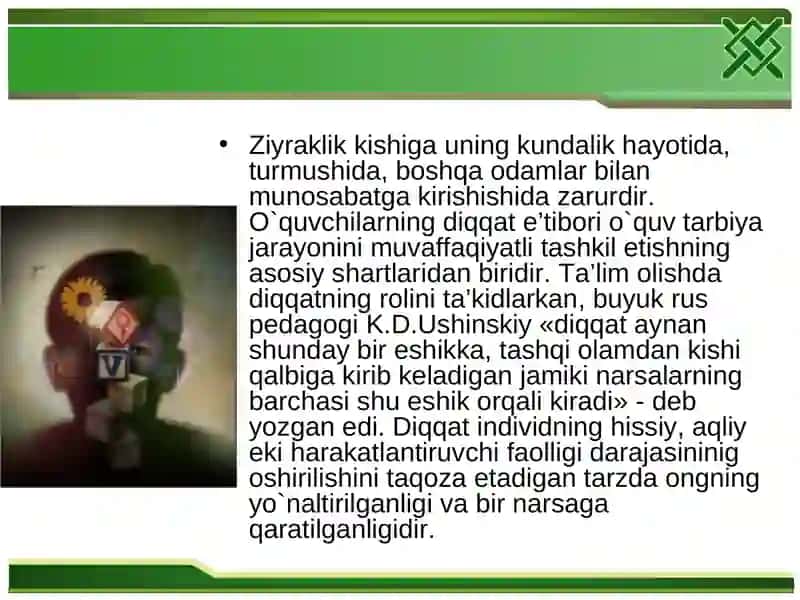Diqqat turlari va uning xususiytlari 4
