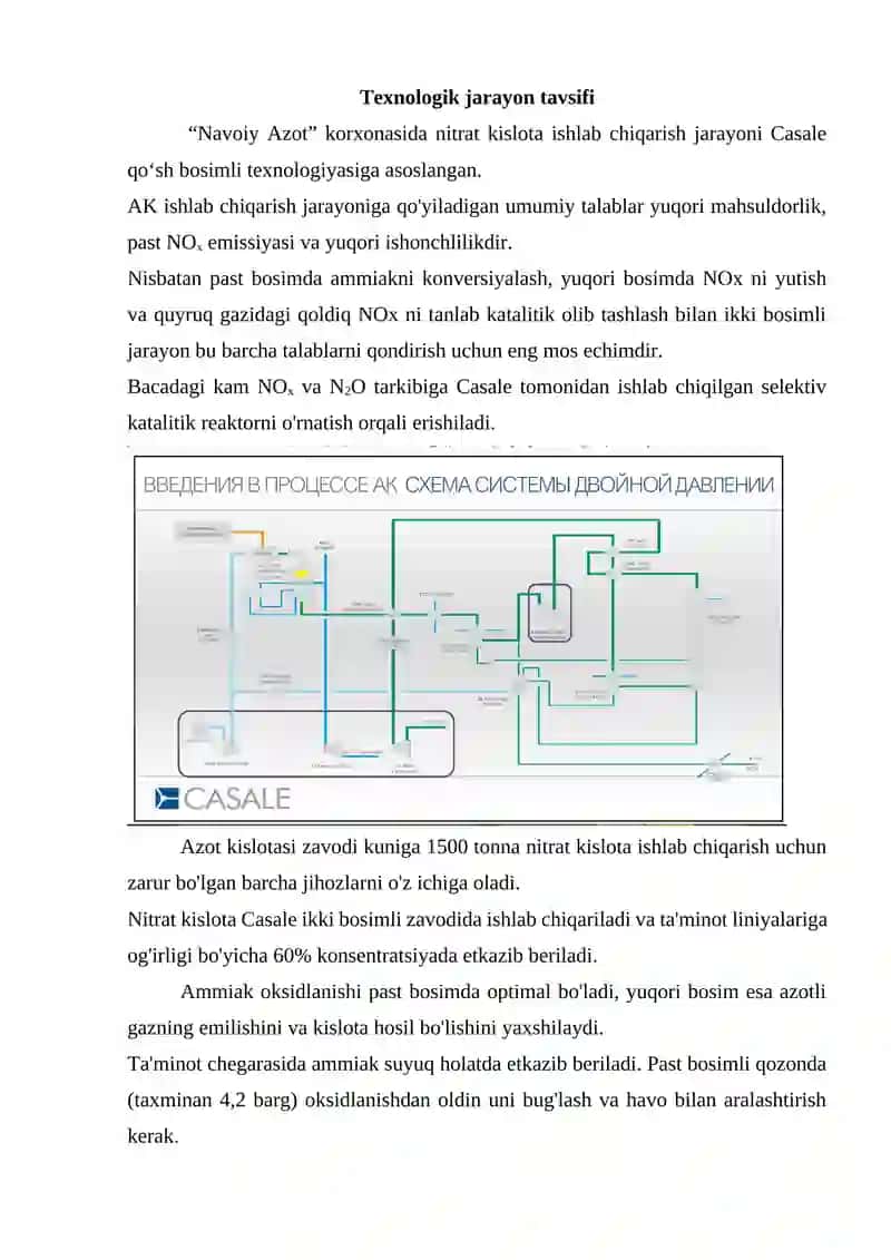 "Navoiy azot” AJ da nitrat kislotasini absorbsiya usulda olish jarayonini avtomatlashtirish mavzuli 4