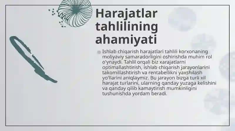 Ishlab chiqarish harajatlari tahlili 4