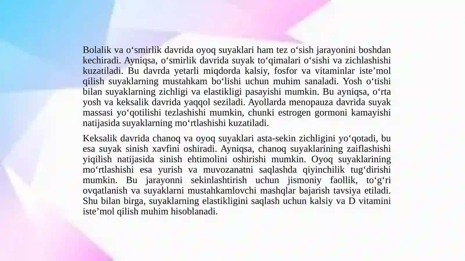 Chanoqvaoyoqsuyaklariningyoshganisbatanxususiyatlari 4