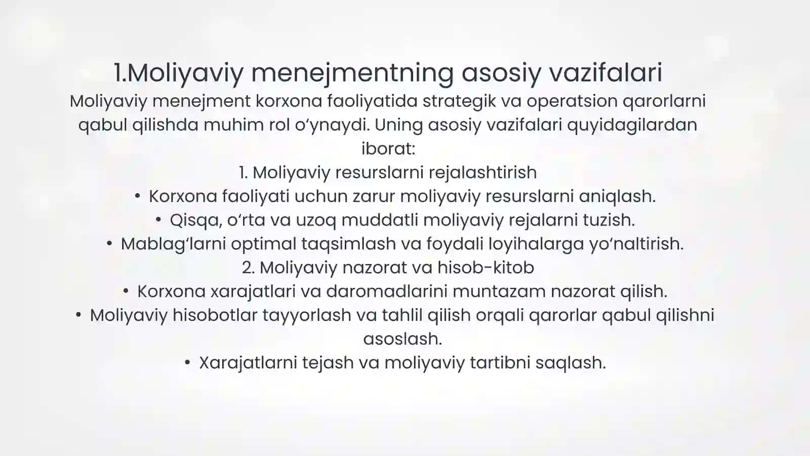 MOLIYAVIY MENEJMENT – BOSHQARUV USULI 4