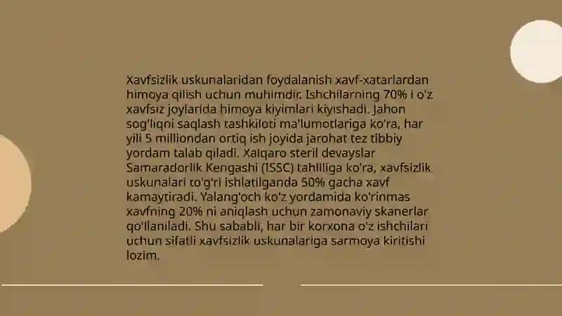 Xodimlarning xavfsiz faoliyatini tashkil qilish chora-tadbirlari 4