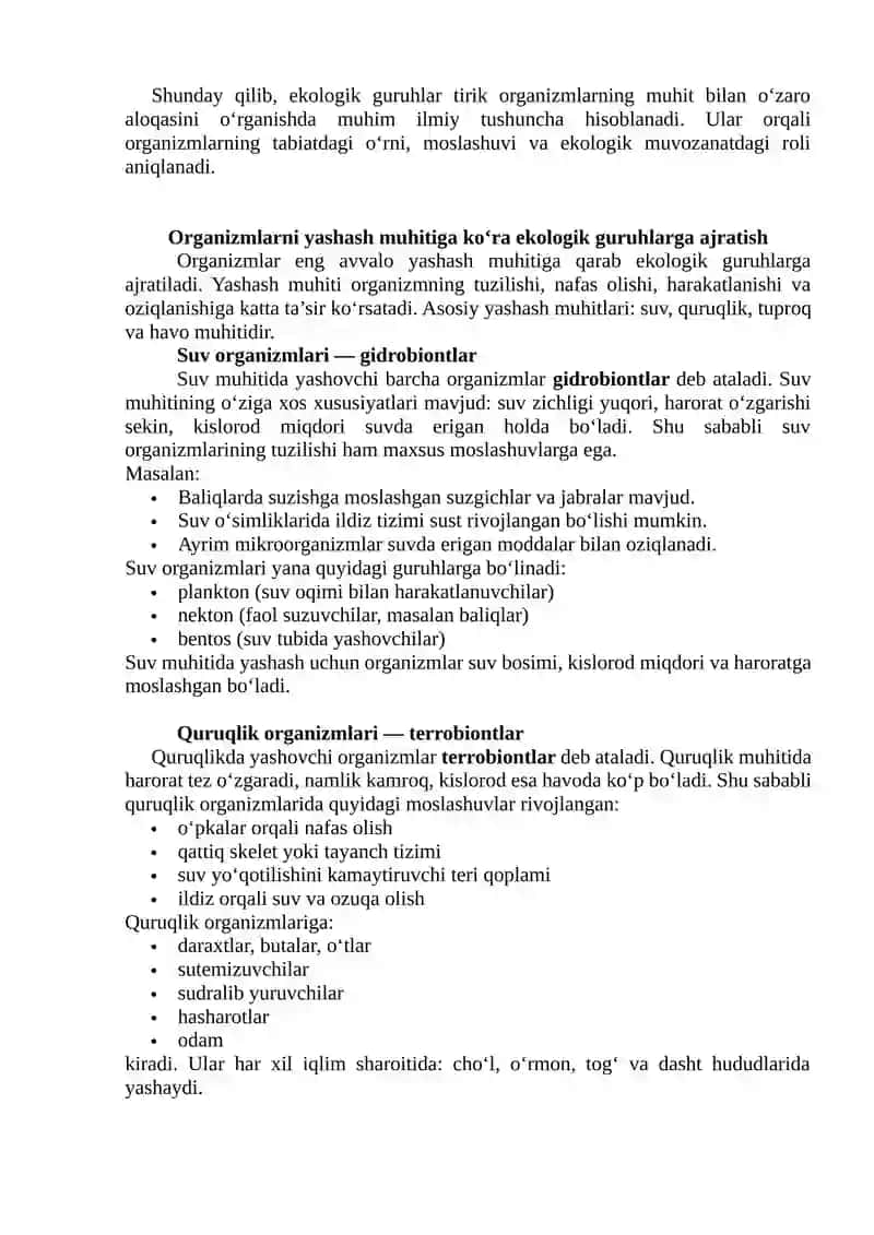 Organizmlarning ekologik guruhlari 4