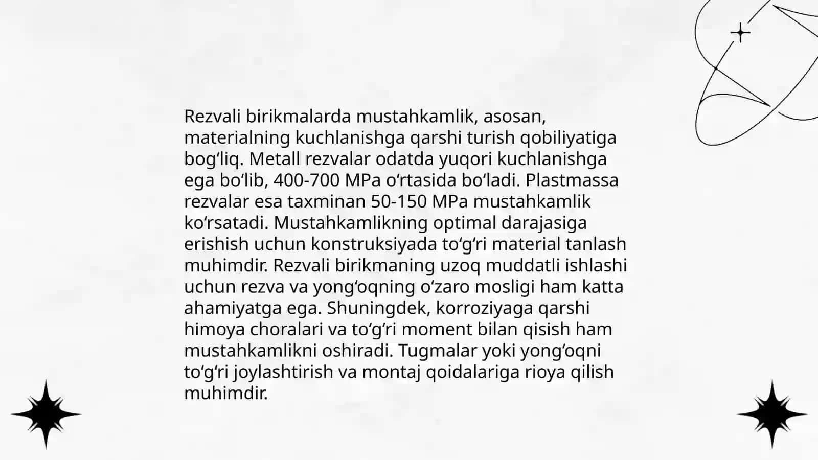 Rezvali birikmalarga qo'yiladigan talablar 4
