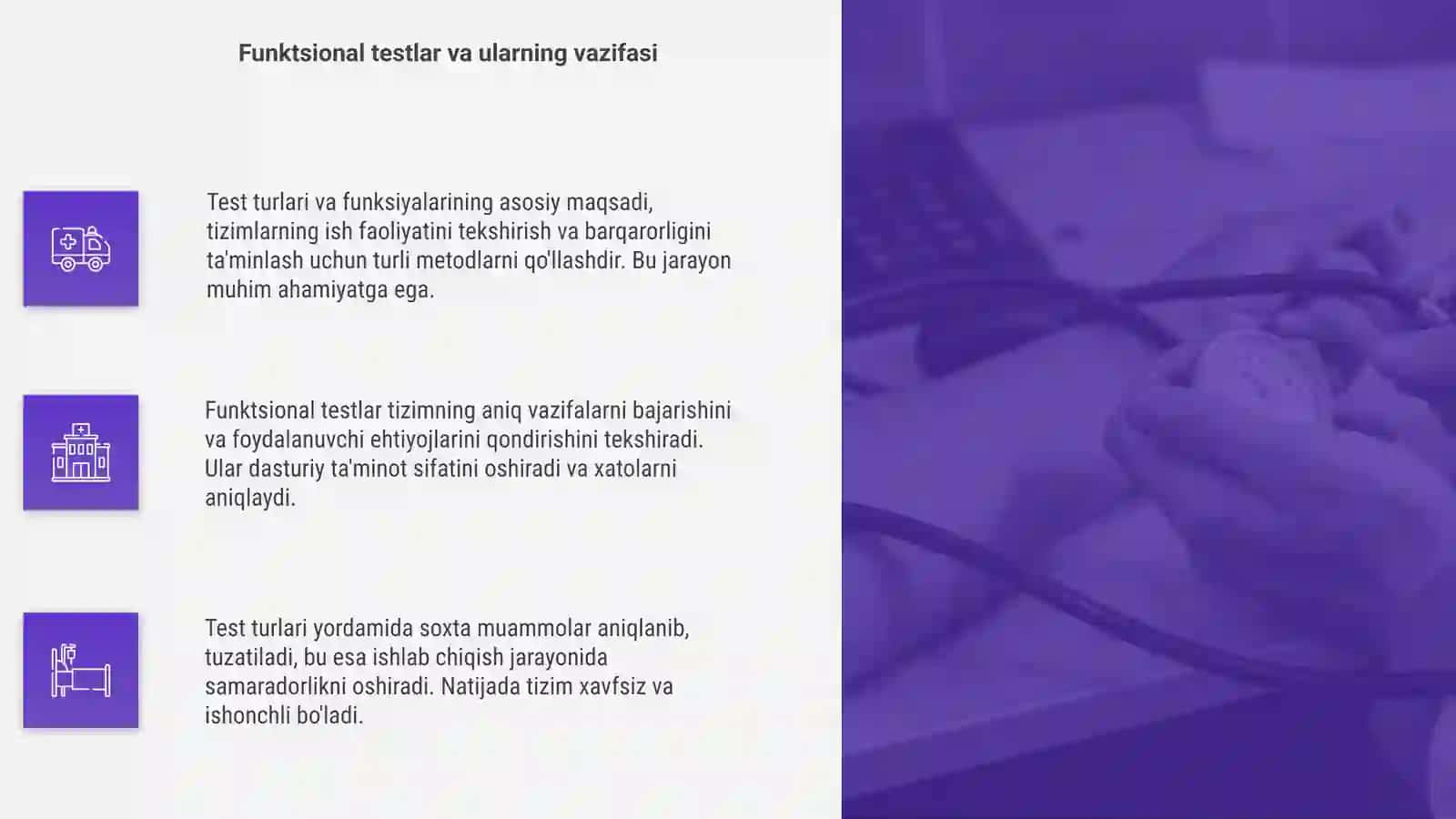 Test turlari va funksiyalari 4