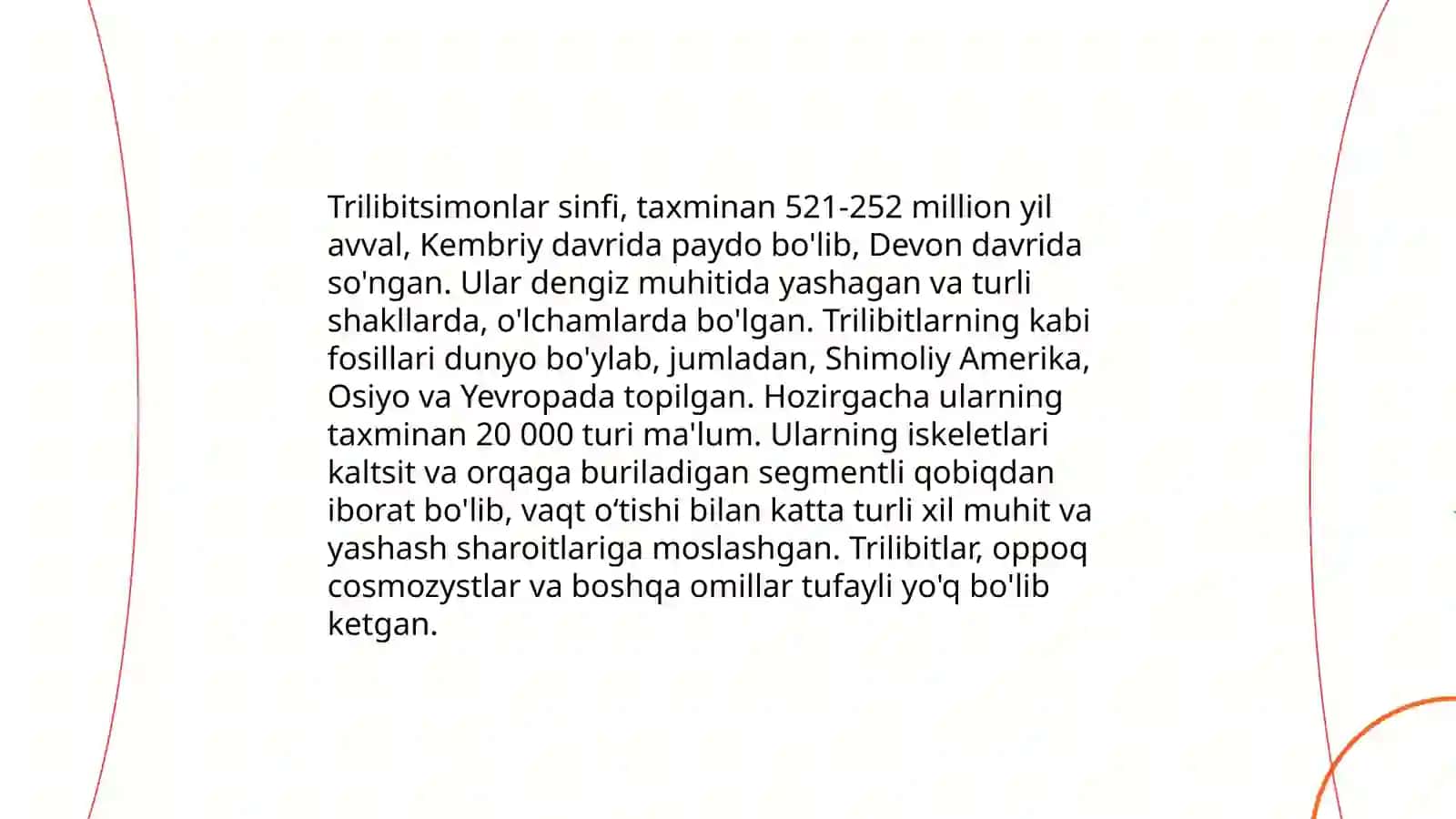 Trilobitsimonlar kenja tipining umumiy tavsifi 4