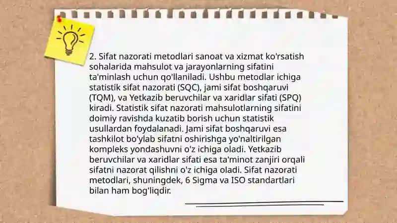 Mahsulot sifati nazorati fanidan: Mahsulot sifatini nazorat qilish tizimi 4