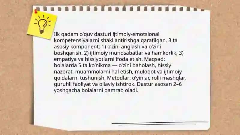 Ilk qadam oʻquv dasturi 4