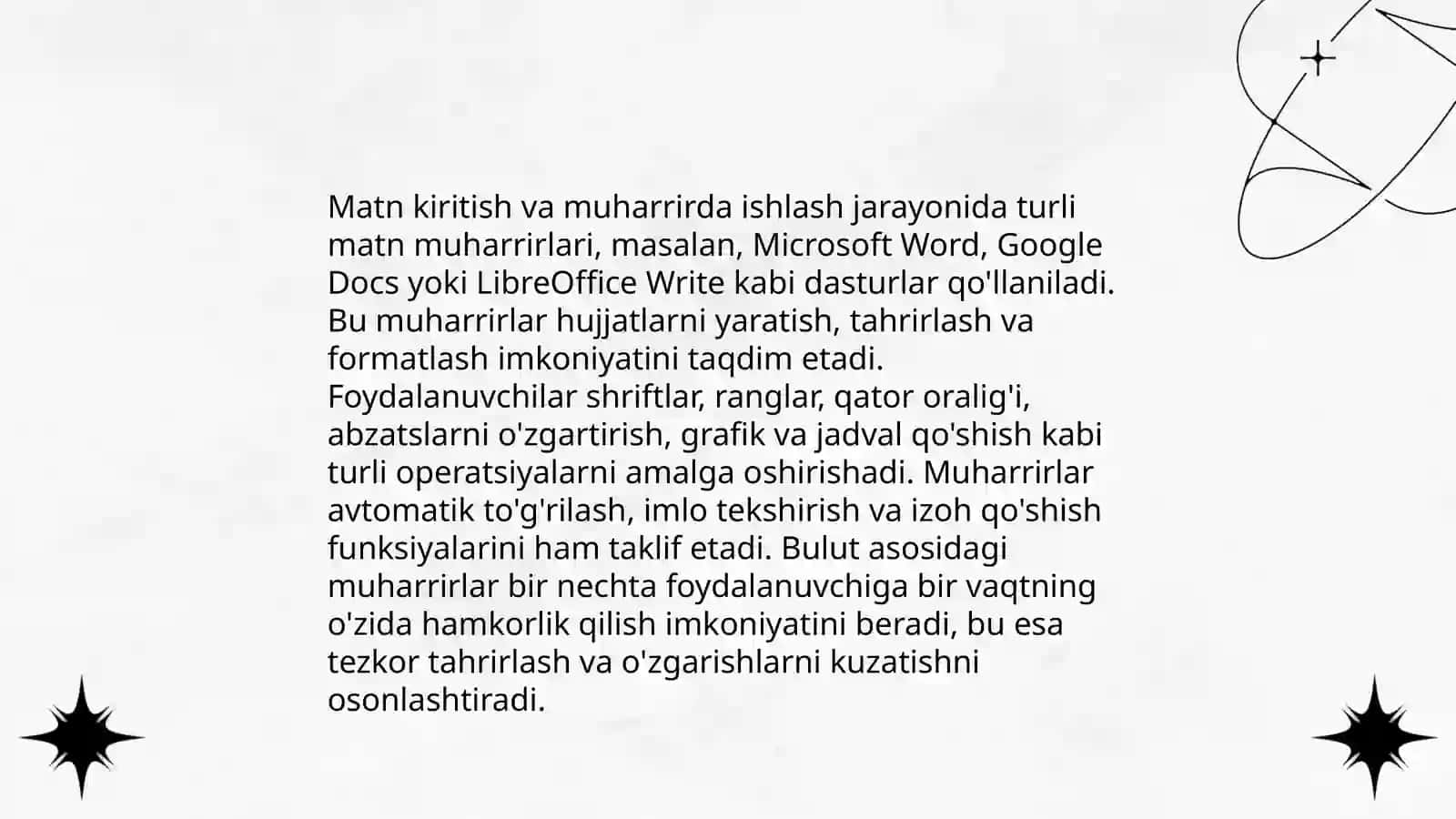 Microsoft Word matn muharririda fayl yaratish,matnli axborotlar bilan ishlash,tahrirlash,tartiblash, saralash, saqlash va chop etish 4
