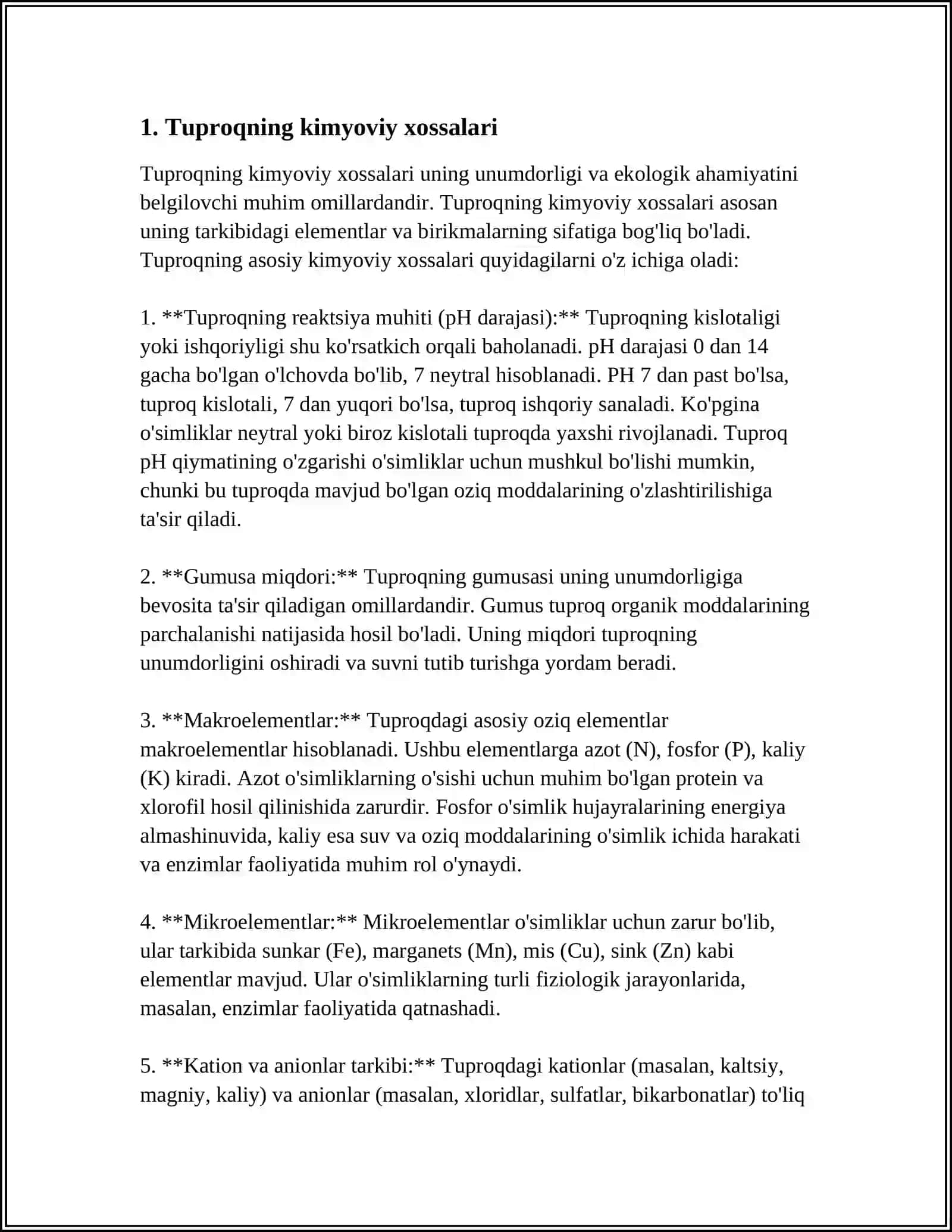 Tuproqni kimyoviy tarkibi 4