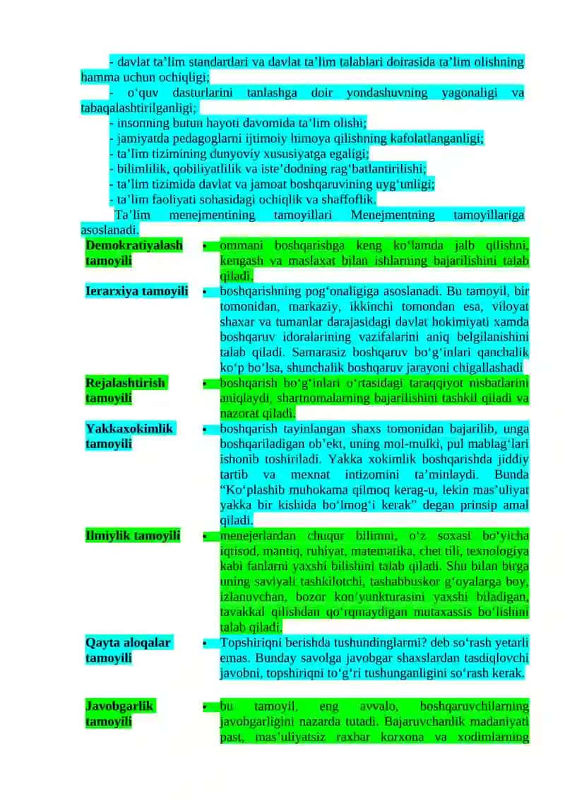 Maktab deriktorining boshqaruv faoliyatini moduli: 6 modul 4