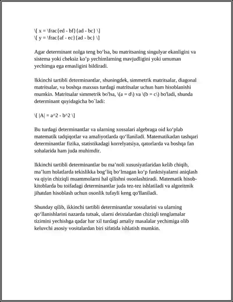 IKKINCHI TARTIBLI DITERMINATLAR 4