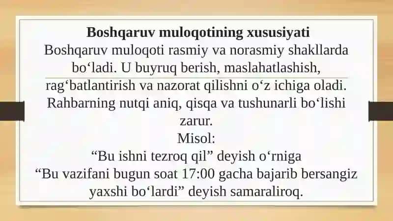Boshqaruv jarayonida muloqot madaniyati 4
