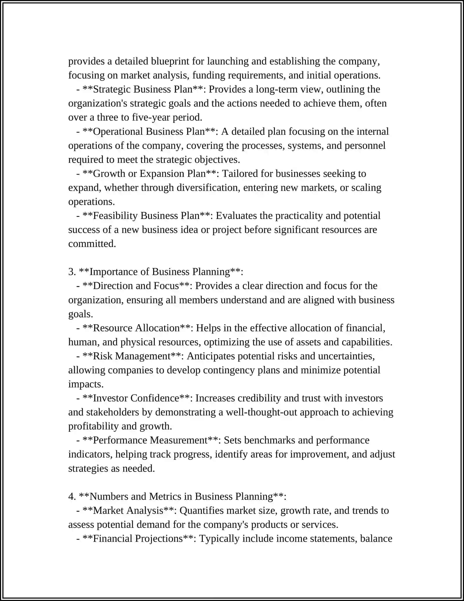 INTRODUCTION TO BUSINESS PLANNING 4