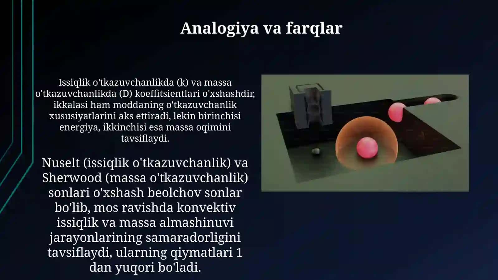 Massa almashuvining issiqlik almashuvi bilan o'xshashligi 4
