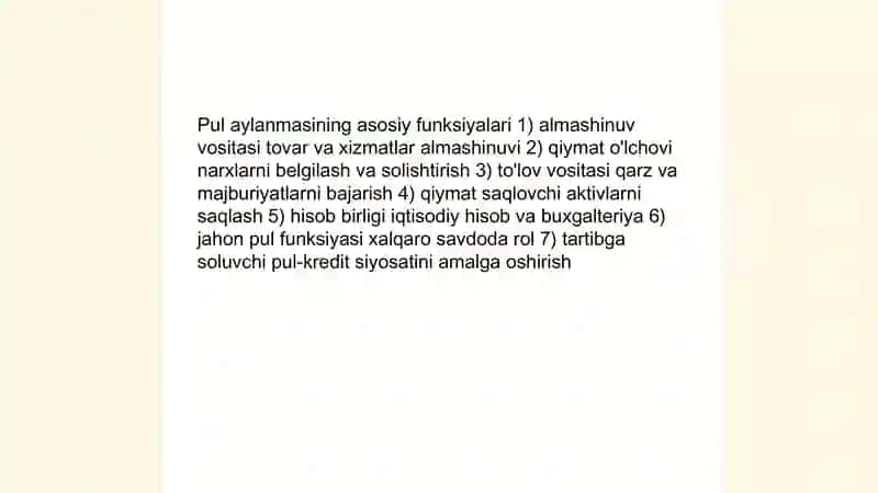 Pul aylanmasi va uning tarkibi 4