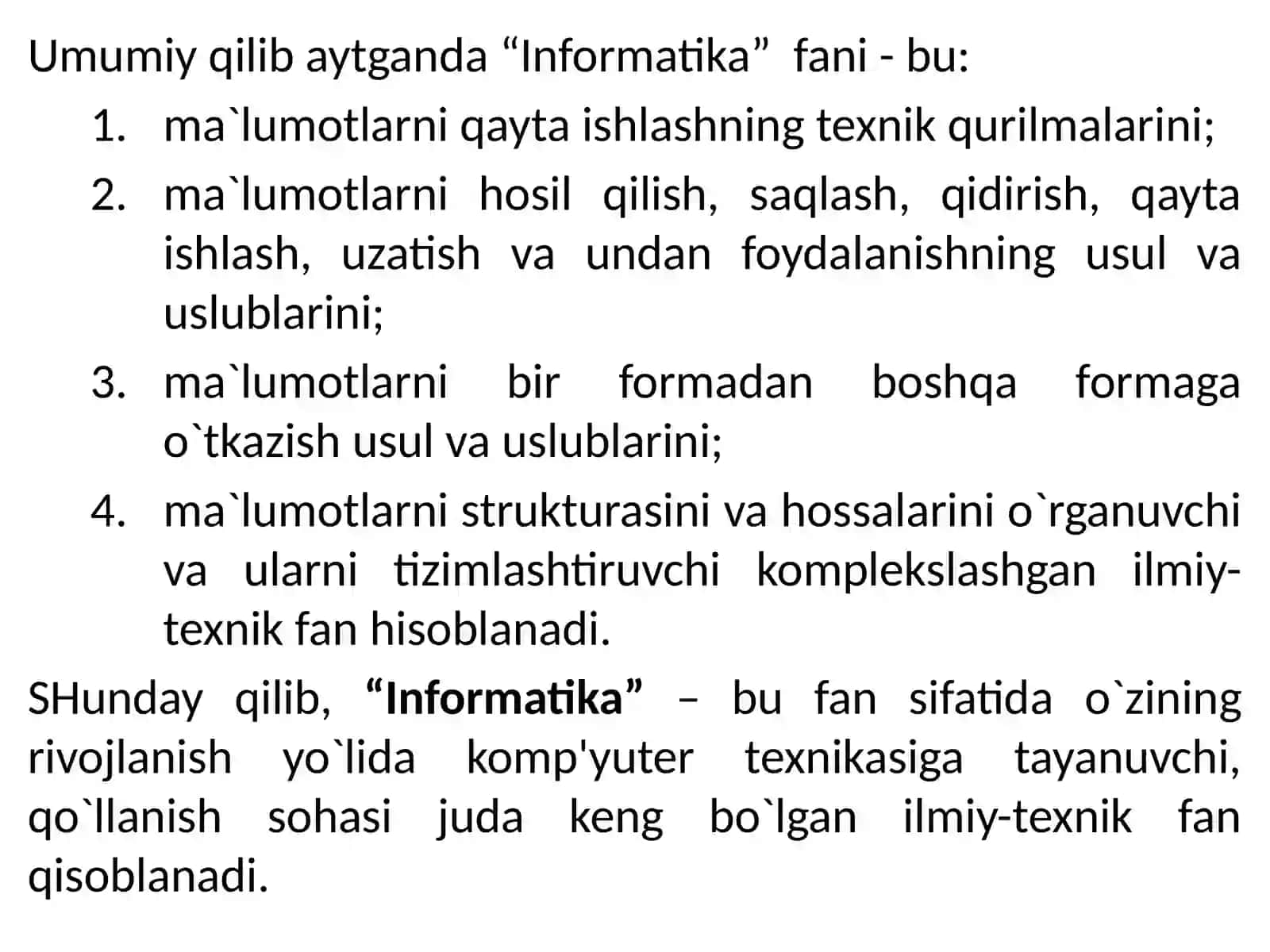 Informatika va axborot texnologiyalari jiniyati 4