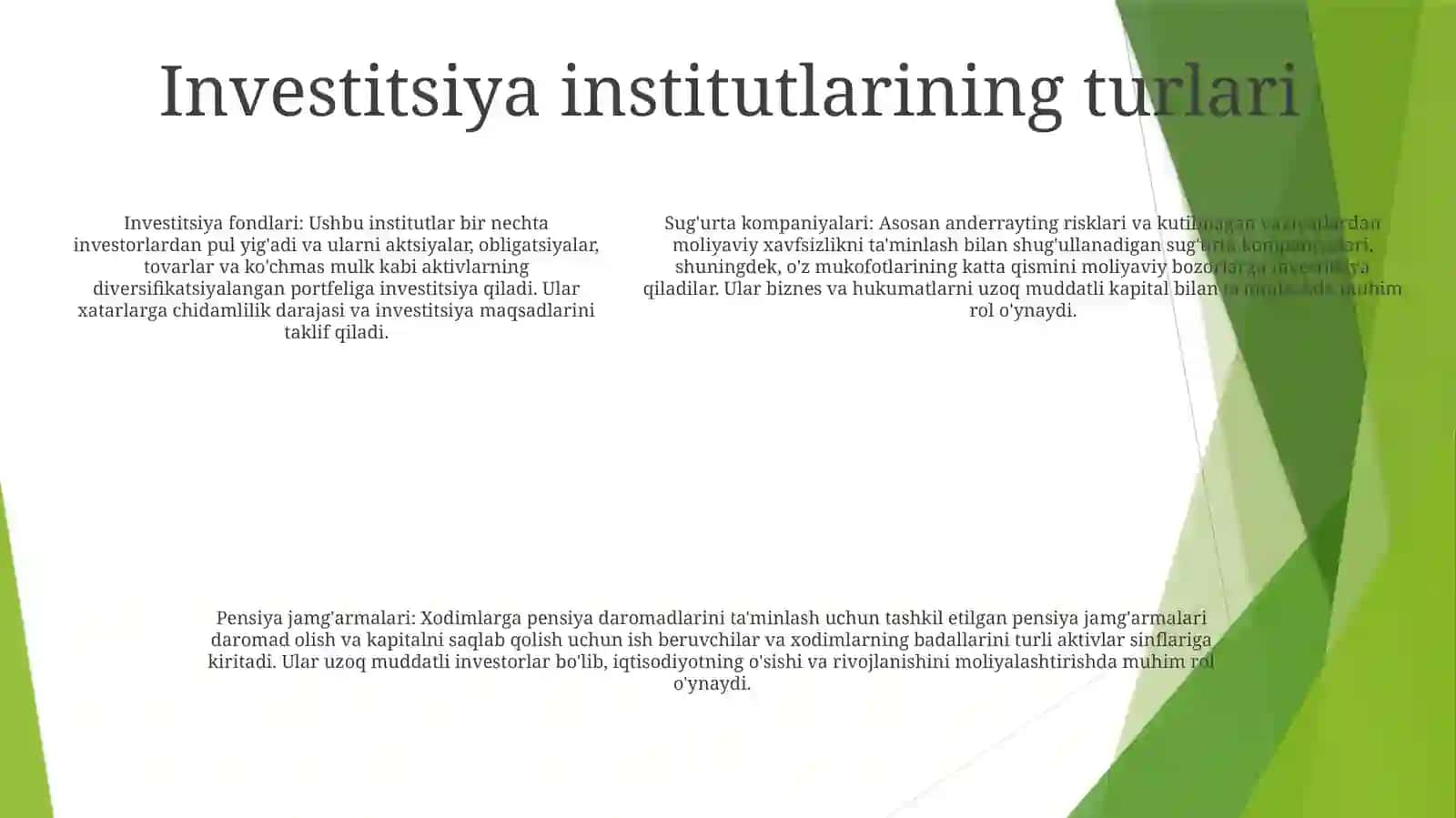 Investitsiya Institutlarining Moliya Bozorlaridagi Faoliyati 4