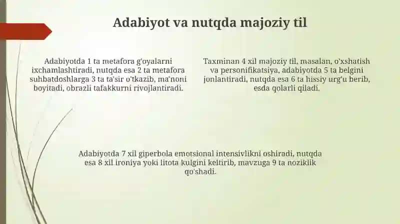 Majoziy xususiyatlari 4