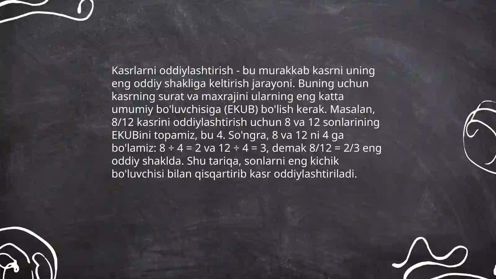 Kasrlar ustida arifmetik amallarni bajarish metodikasi 4