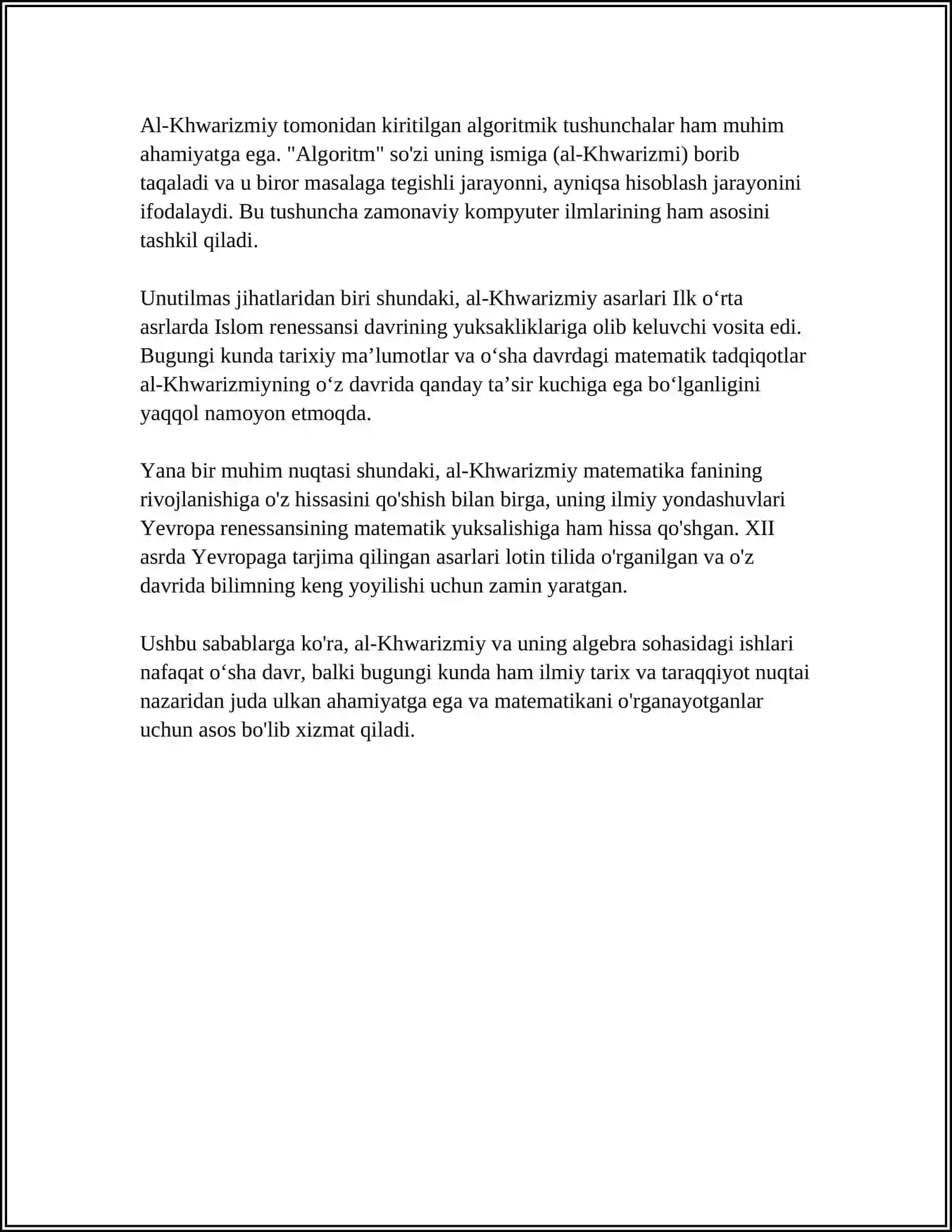 SHARQ MUTAFAKKIRLARINING MATEMATIKAGA OID QARASHLARI 4
