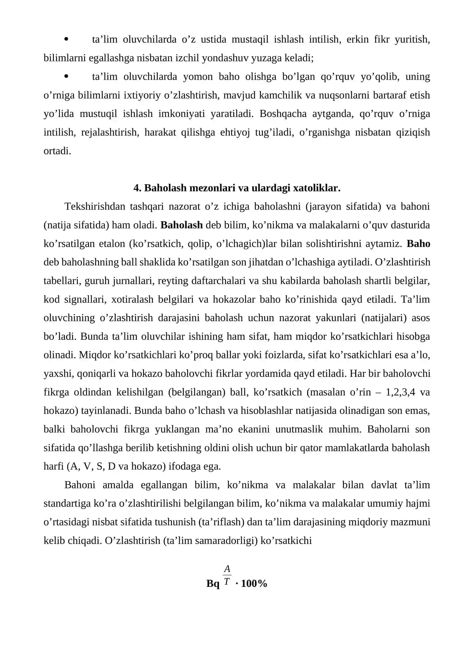 Ta’lim olganlikni nazorat qilish va tashxislash tamoyillari 4