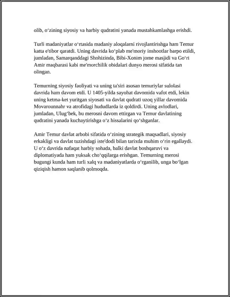 AMIR TEMUR BUYUK DAVLAT ARBOBI 4