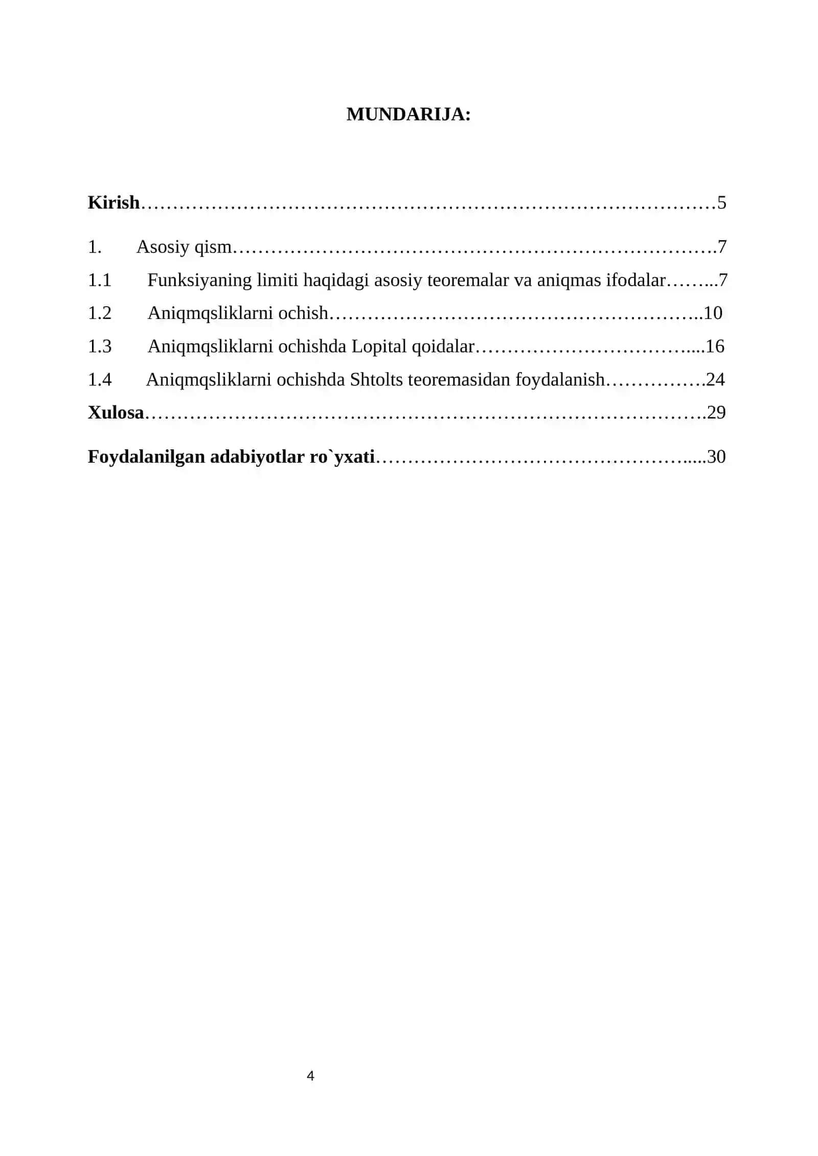 Aniqmasliklarni ochish. Lopital qoidalari 4