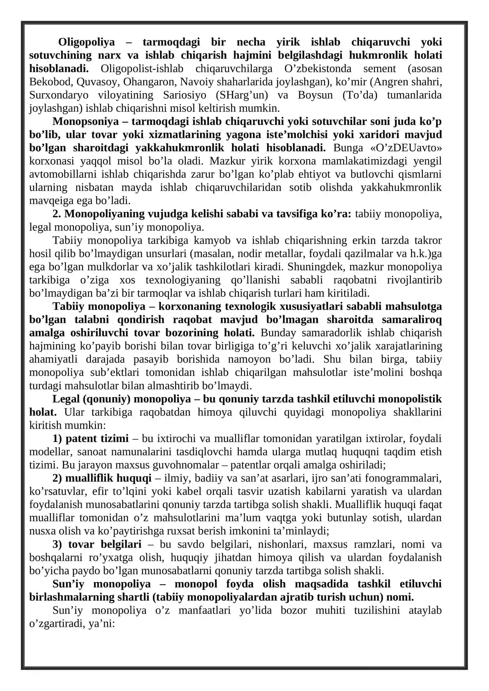 Monopoliyalar va monopol narx belgilash 4
