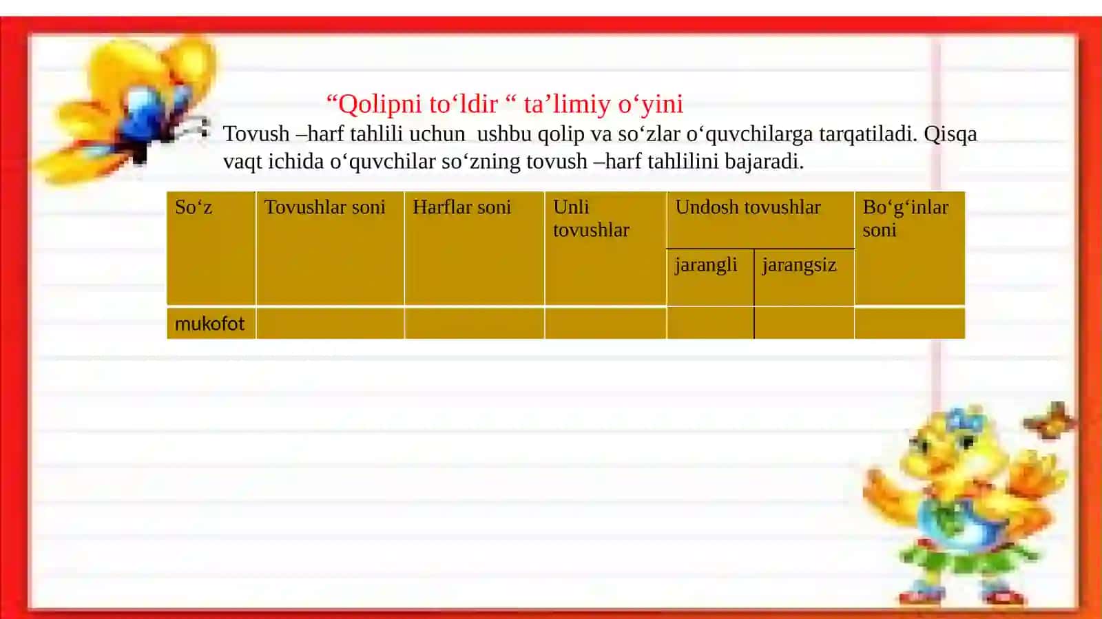 Jarangli va jarangsiz undoshlar 4