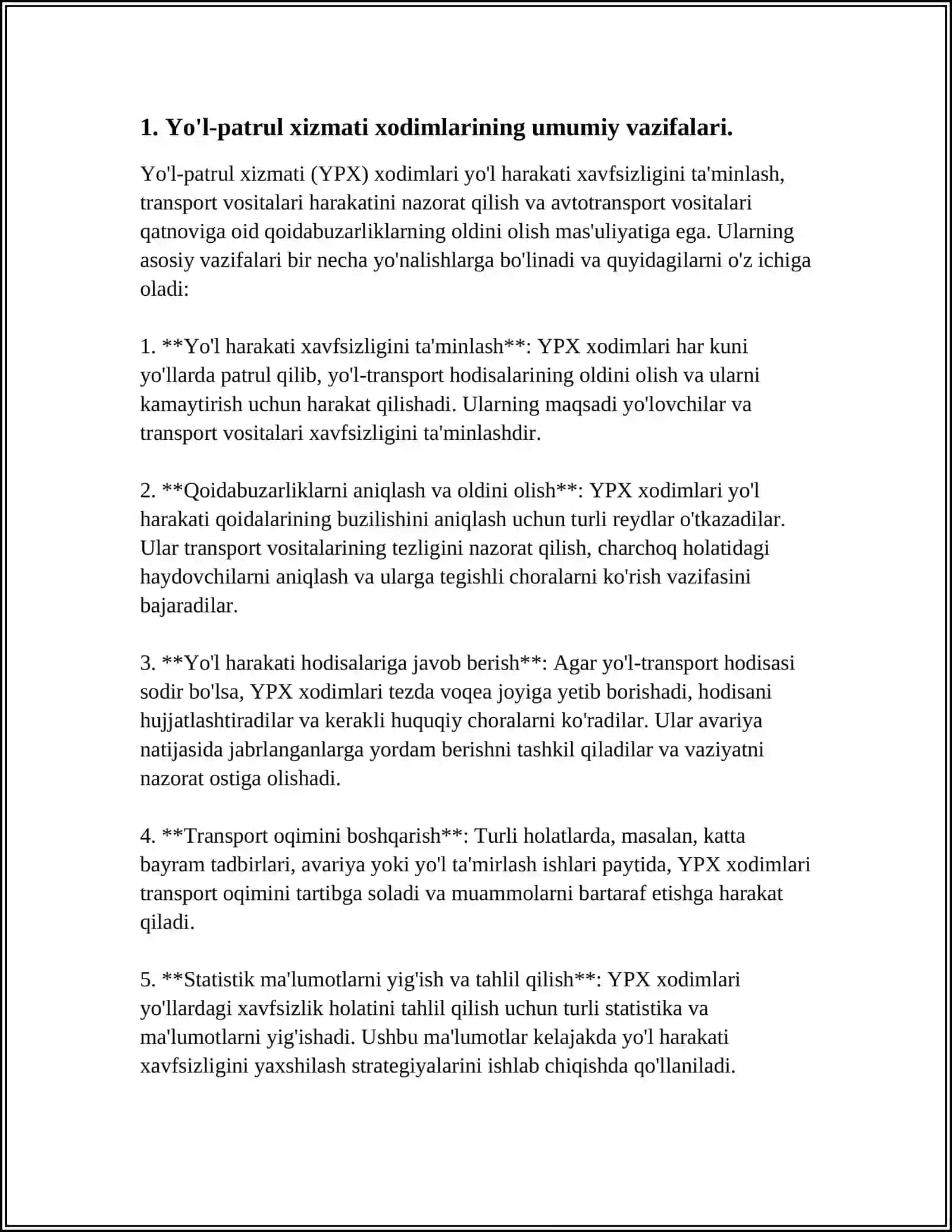 XORIJIY MAMLAKATLARDA YOʻL-PATRUL XIZMATI XODIMLARI TOMONIDAN XIZMAT VAZIFALARINI BAJARISHDA MAXSUS MOSLAMALARDAN FOYDALANISH TARTIBI 4