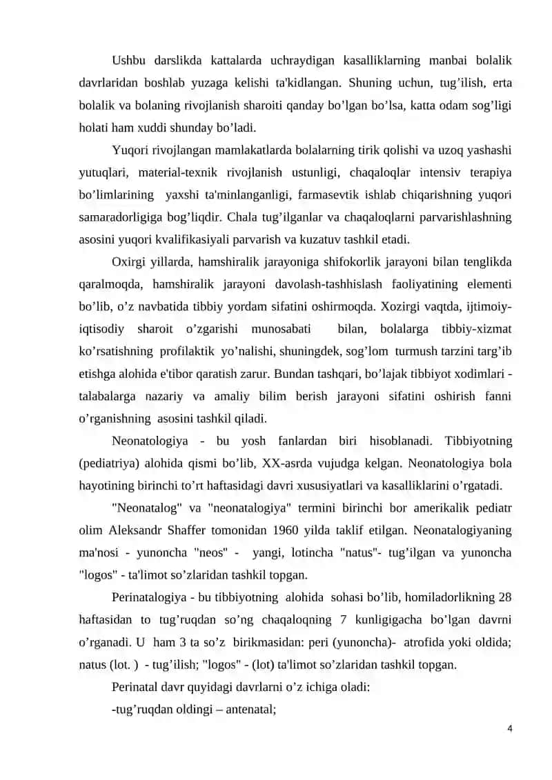 NEONATOLOGIYADA HAMSHIRALIK ISHI Darsligi 4