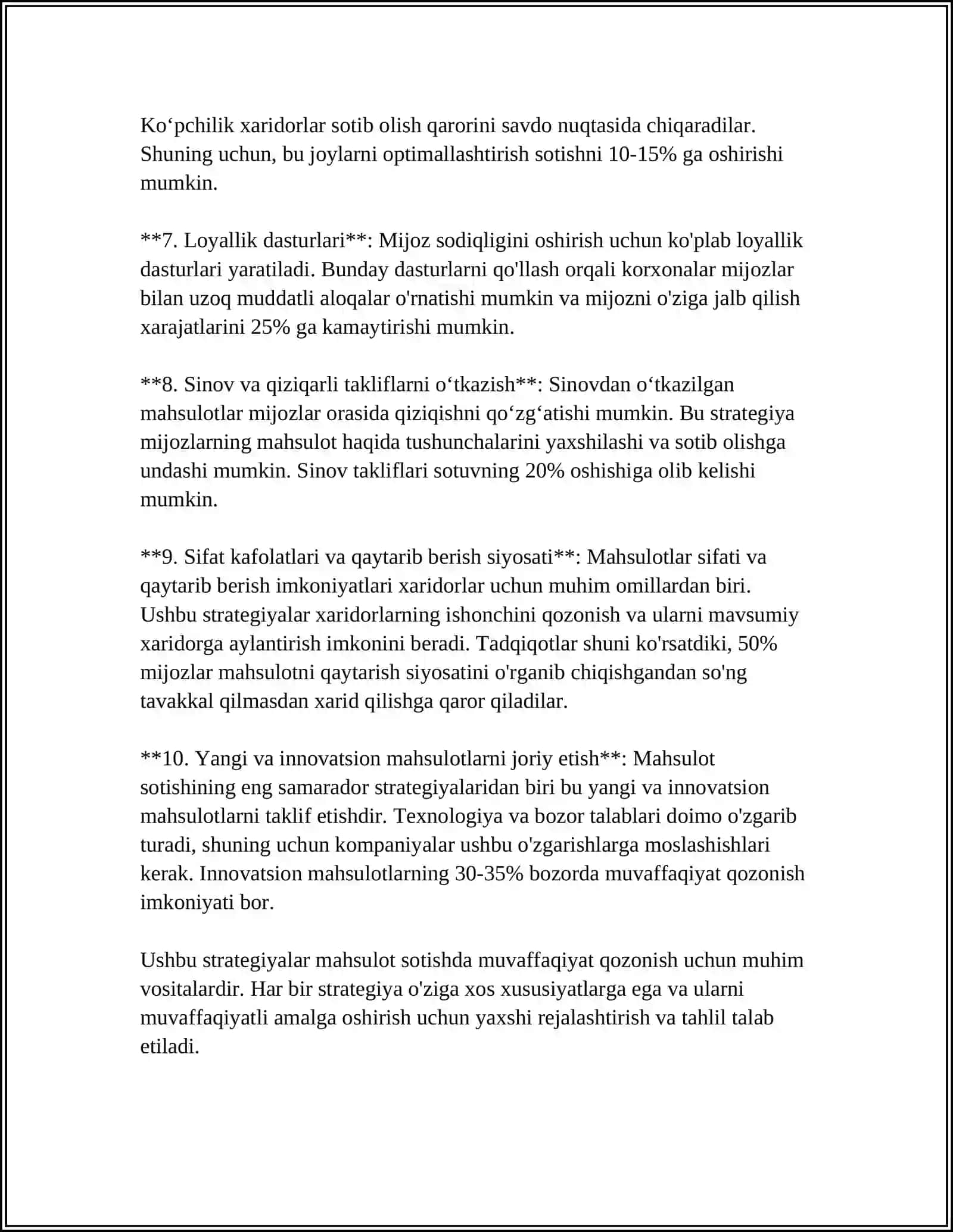 MAHSULOT SOTISH VA MOLIYAVIY NATIJALAR HISOBI 4