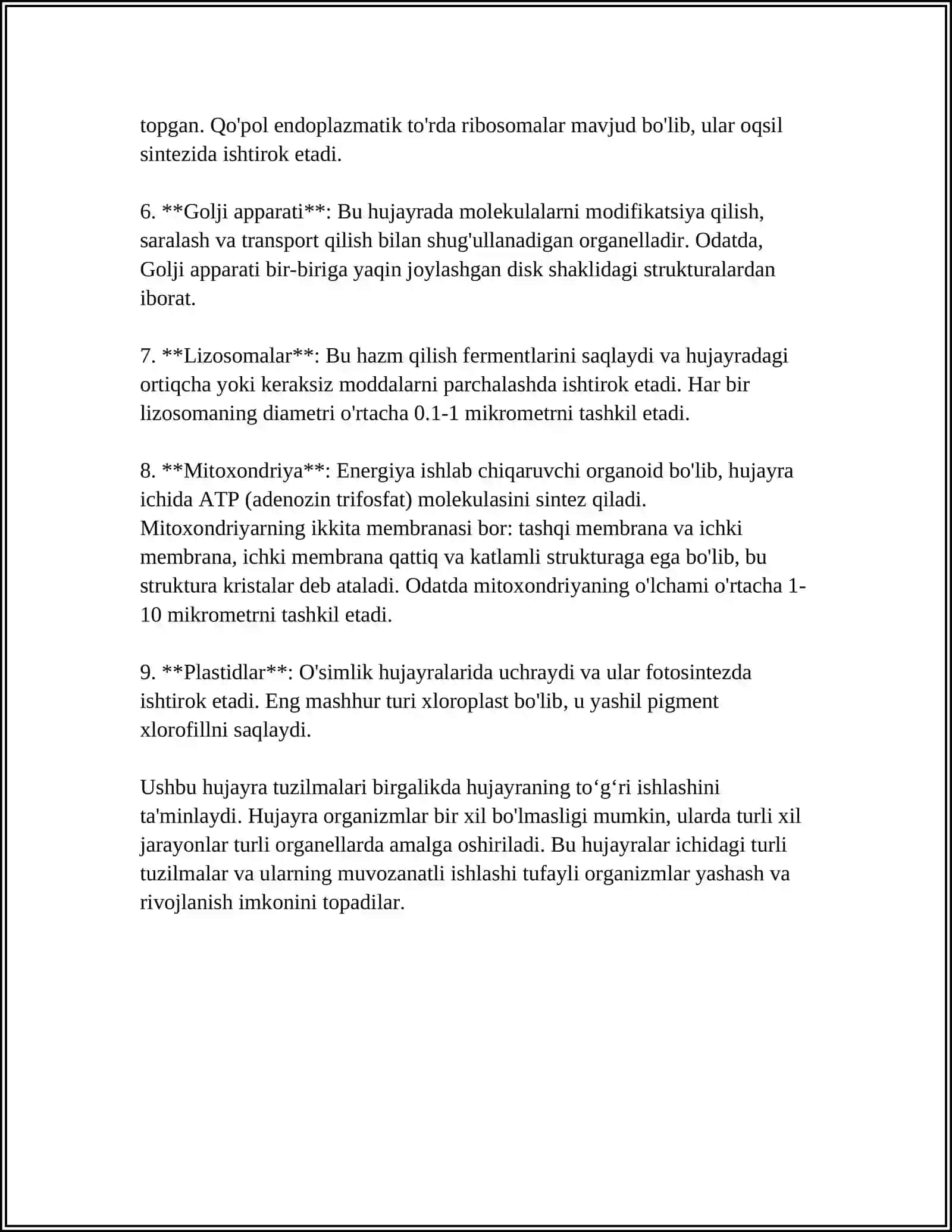 ORAGANIZM VA MUHIT HUJAYRA HAQIDA TUSHUNCHA 4