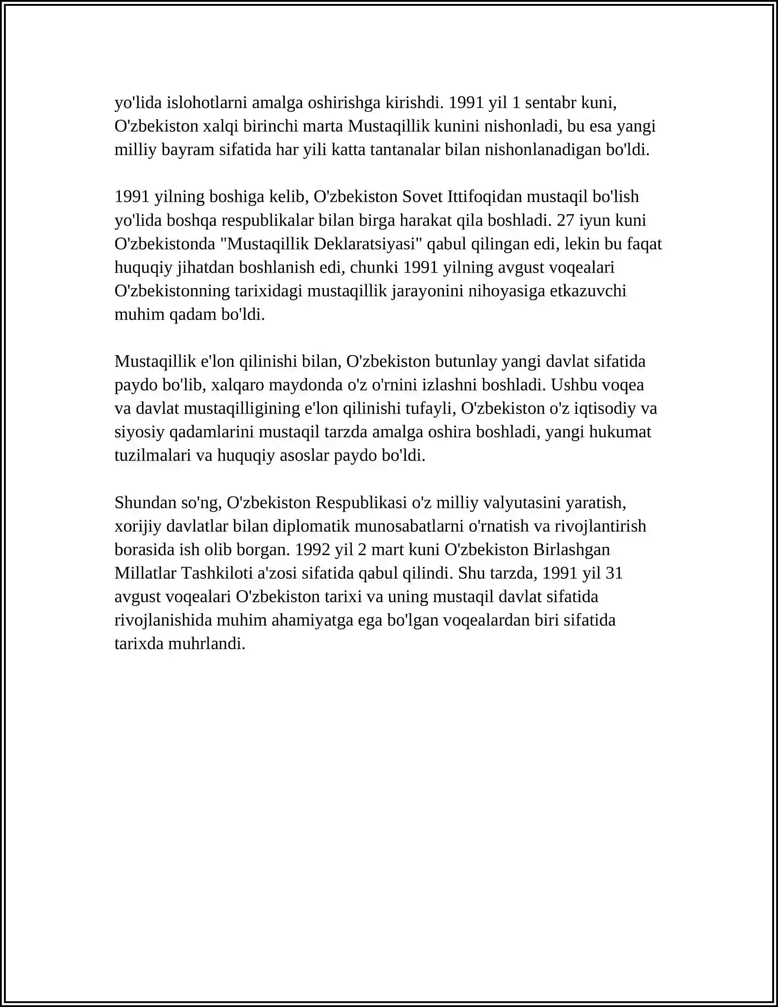 O'ZBEKISTON RESPUBLIKASI MUSTAQILLIGI 4