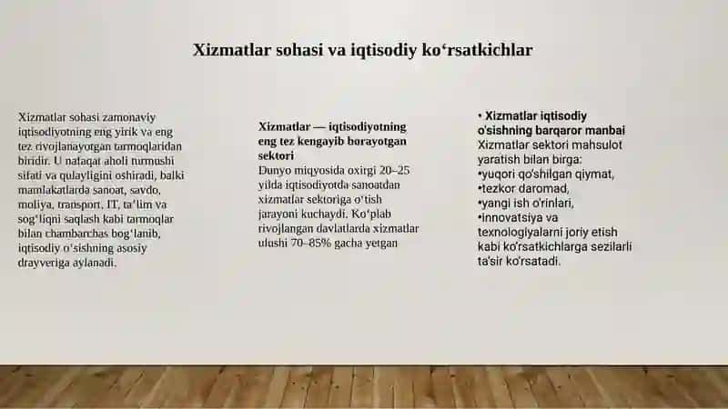 Xizmat ko‘rsatish soxasining asoslari 4
