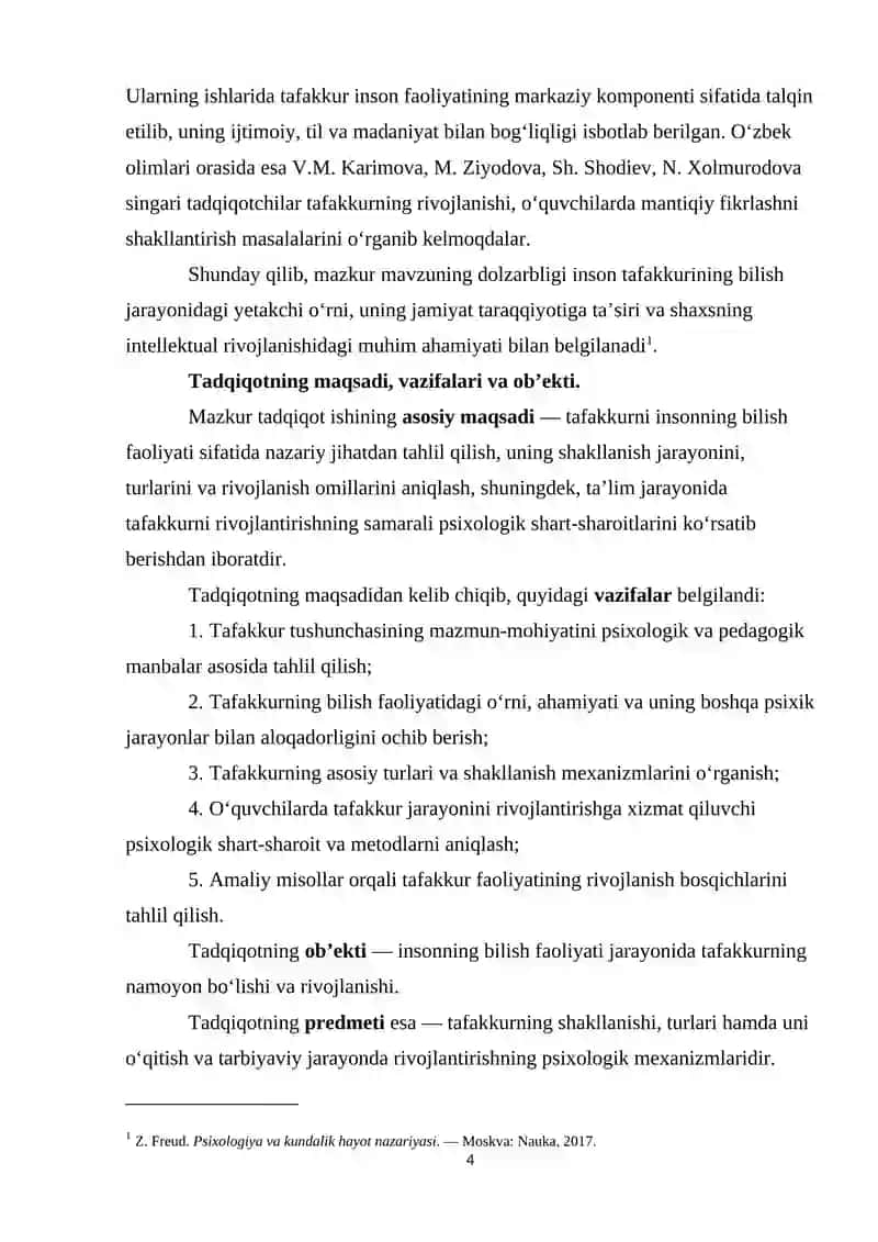 Tafakkurni bilish faoliyati sifatida o'rganish 4