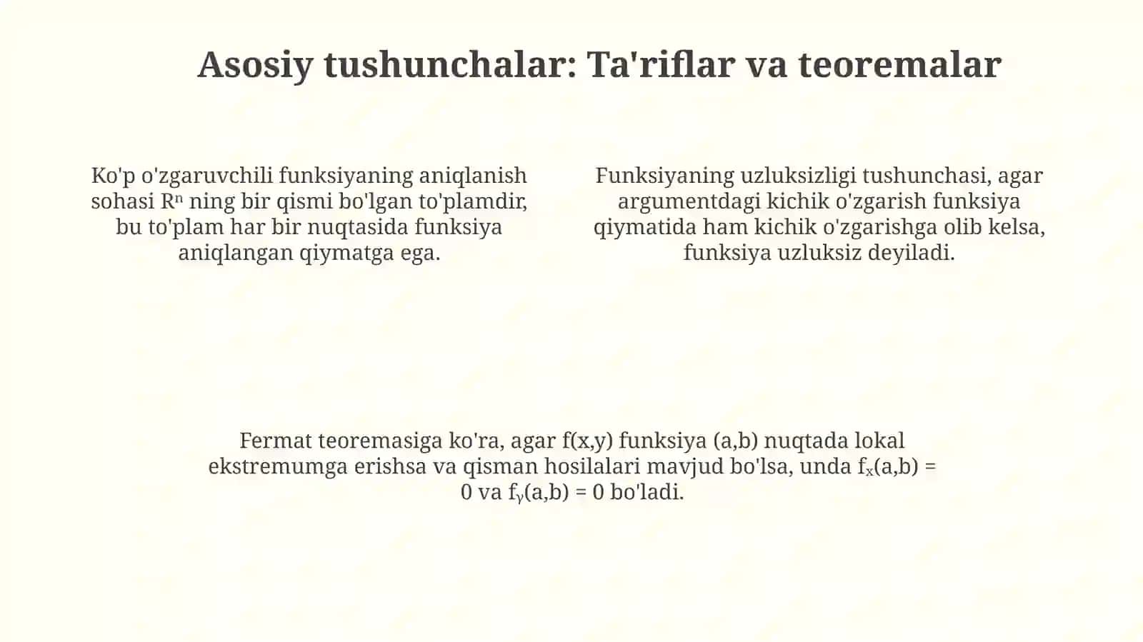 Koʻp oʻzgaruvchili funksiyaning ekstremumlari 4