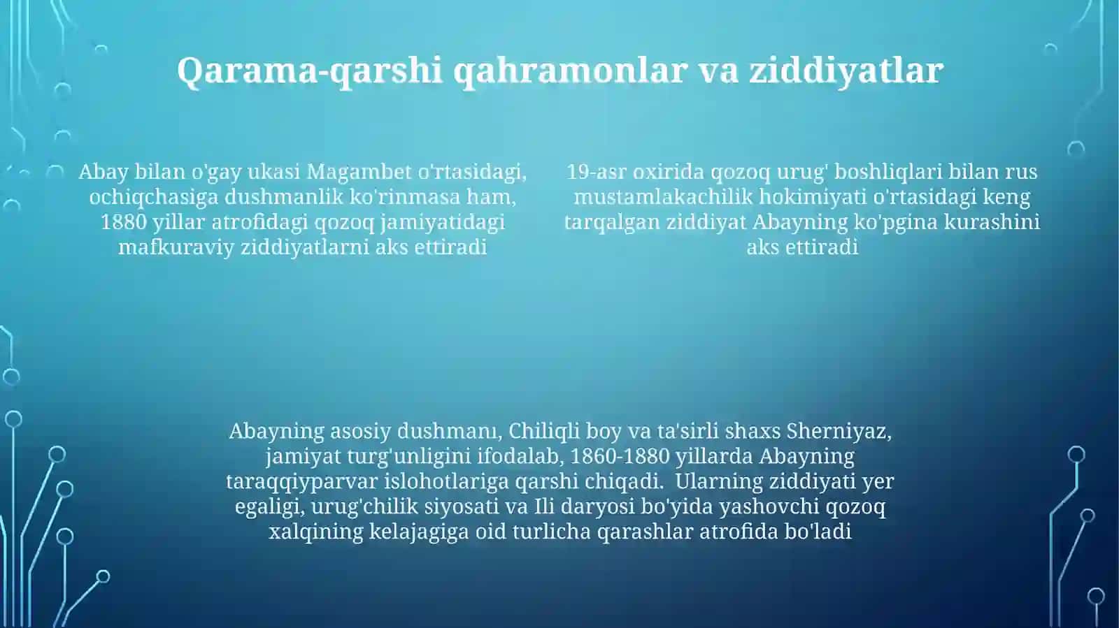 Muxtor Avezovning "Abay" romanidagi qahramonlar 4
